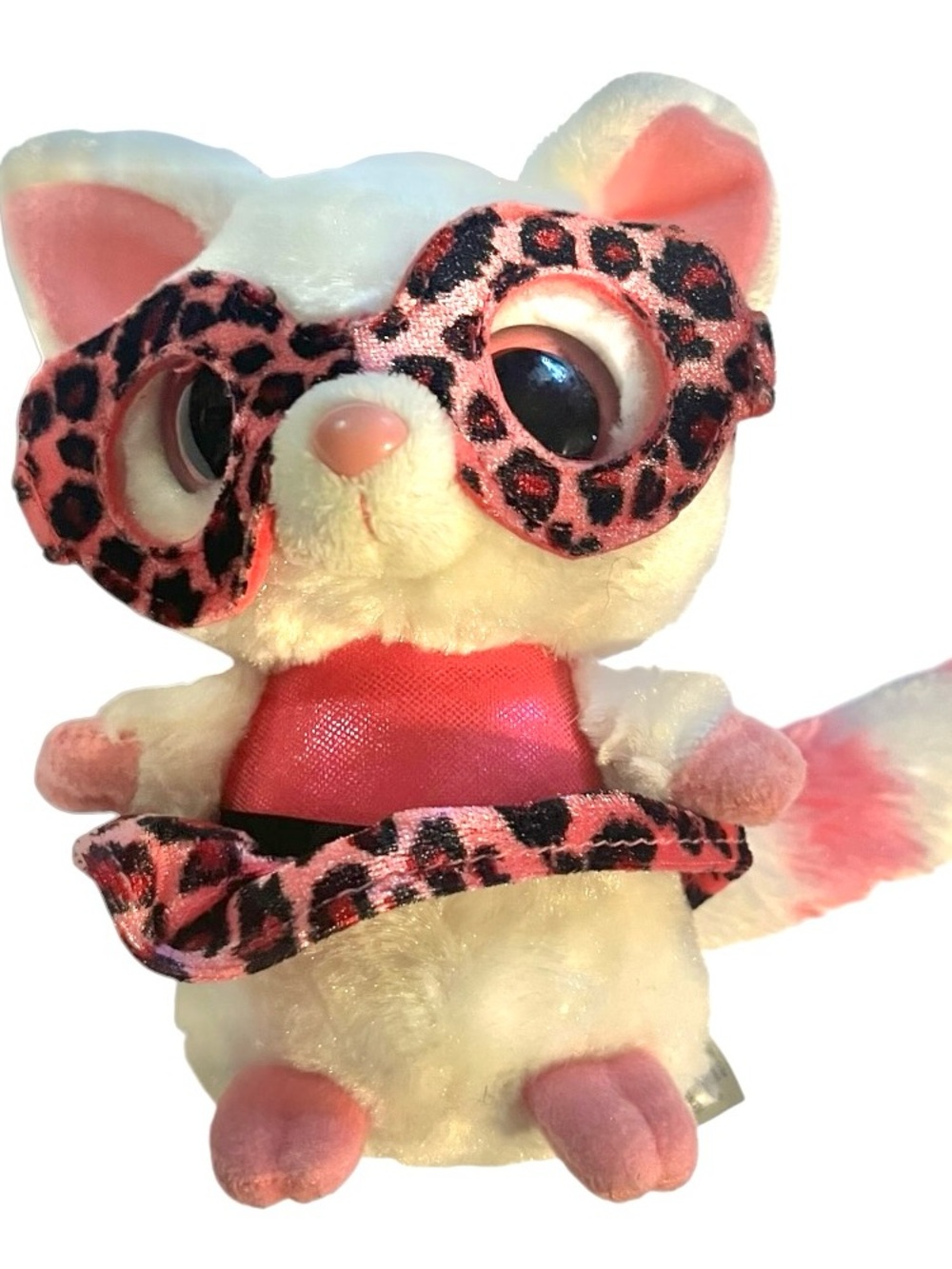 Aurora Pammee Plush Fennec Fox Endangered Leopard Glasses Pink White 6” No sound